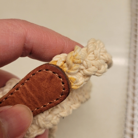 ❤️ 3 for $35 Massimo Dutti woven skinny belt macrame leather beige cream medium - Picture 6 of 6